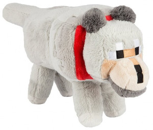 Большой плюшевый волк Gray Wolf Minecraft, 30 см